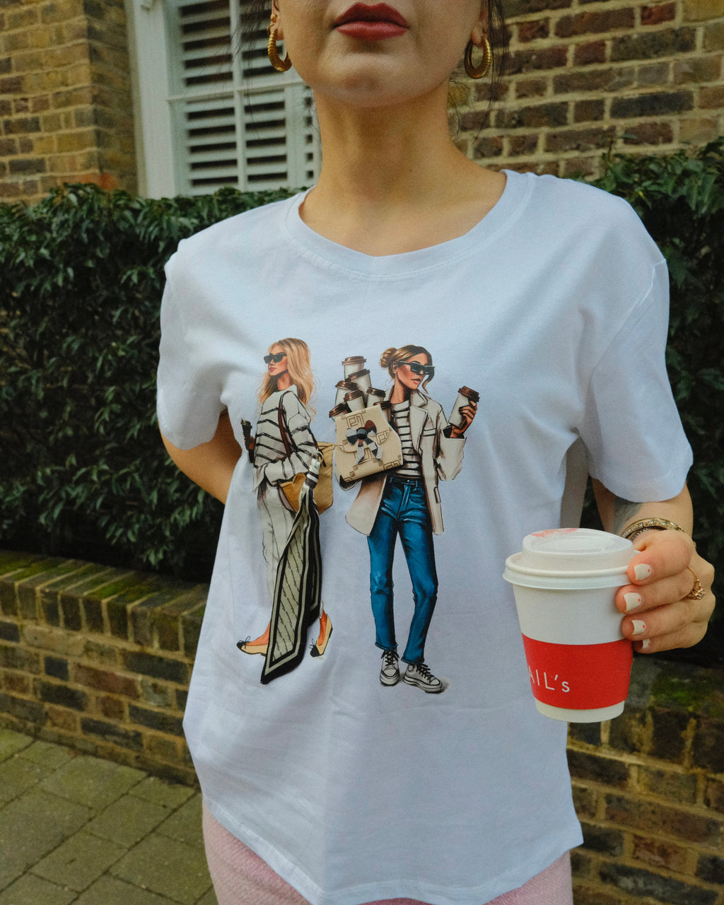 Moda Milano - Adorned Graphic Illustration T-Shirt
