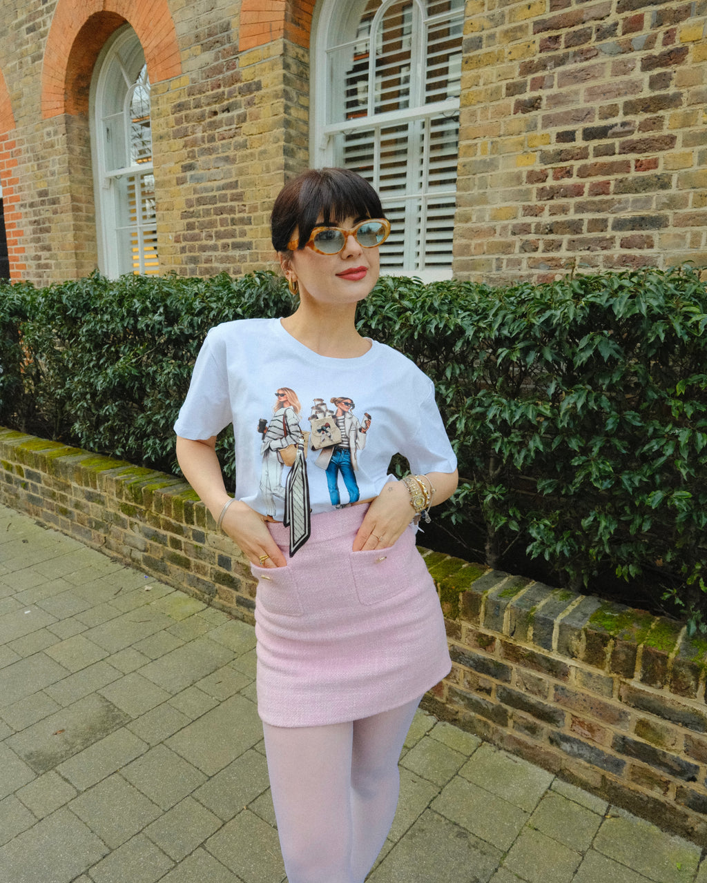 Moda Milano - Adorned Graphic Illustration T-Shirt