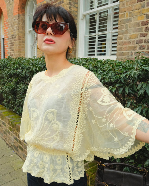 Camellia - Floral Lace Butterfly Sleeve Blouse