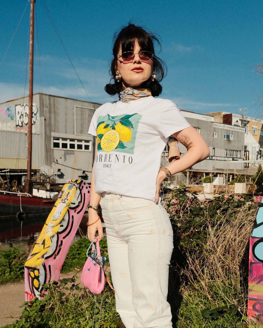 Sorrento - Embellished Sorrento Lemon Print T-Shirt