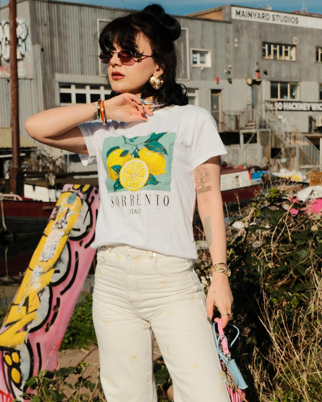 Sorrento - Embellished Sorrento Lemon Print T-Shirt