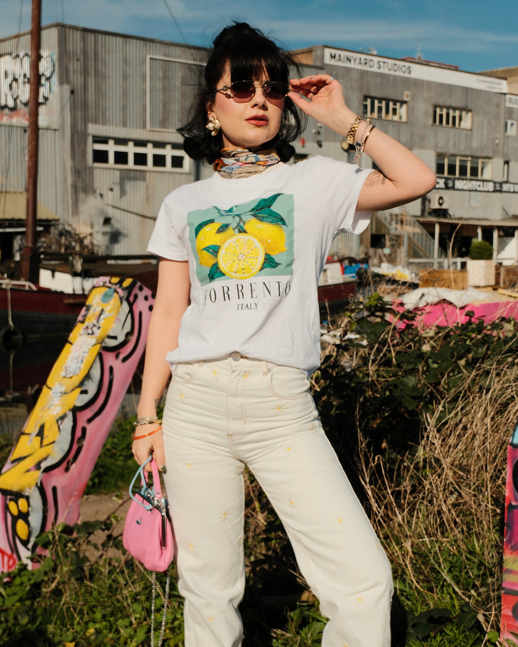 Sorrento - Embellished Sorrento Lemon Print T-Shirt