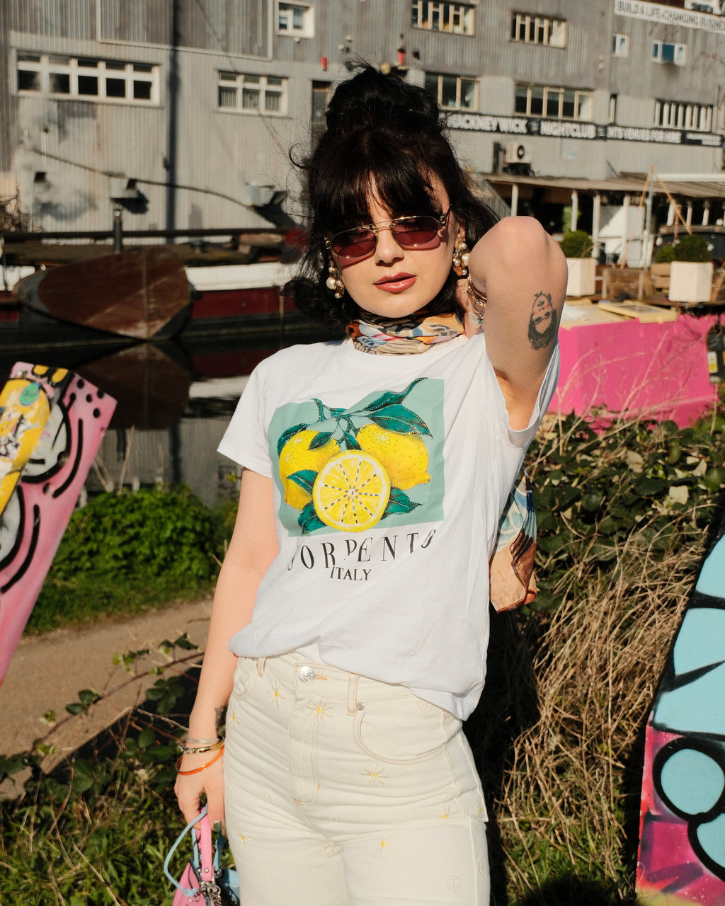 Sorrento - Embellished Sorrento Lemon Print T-Shirt