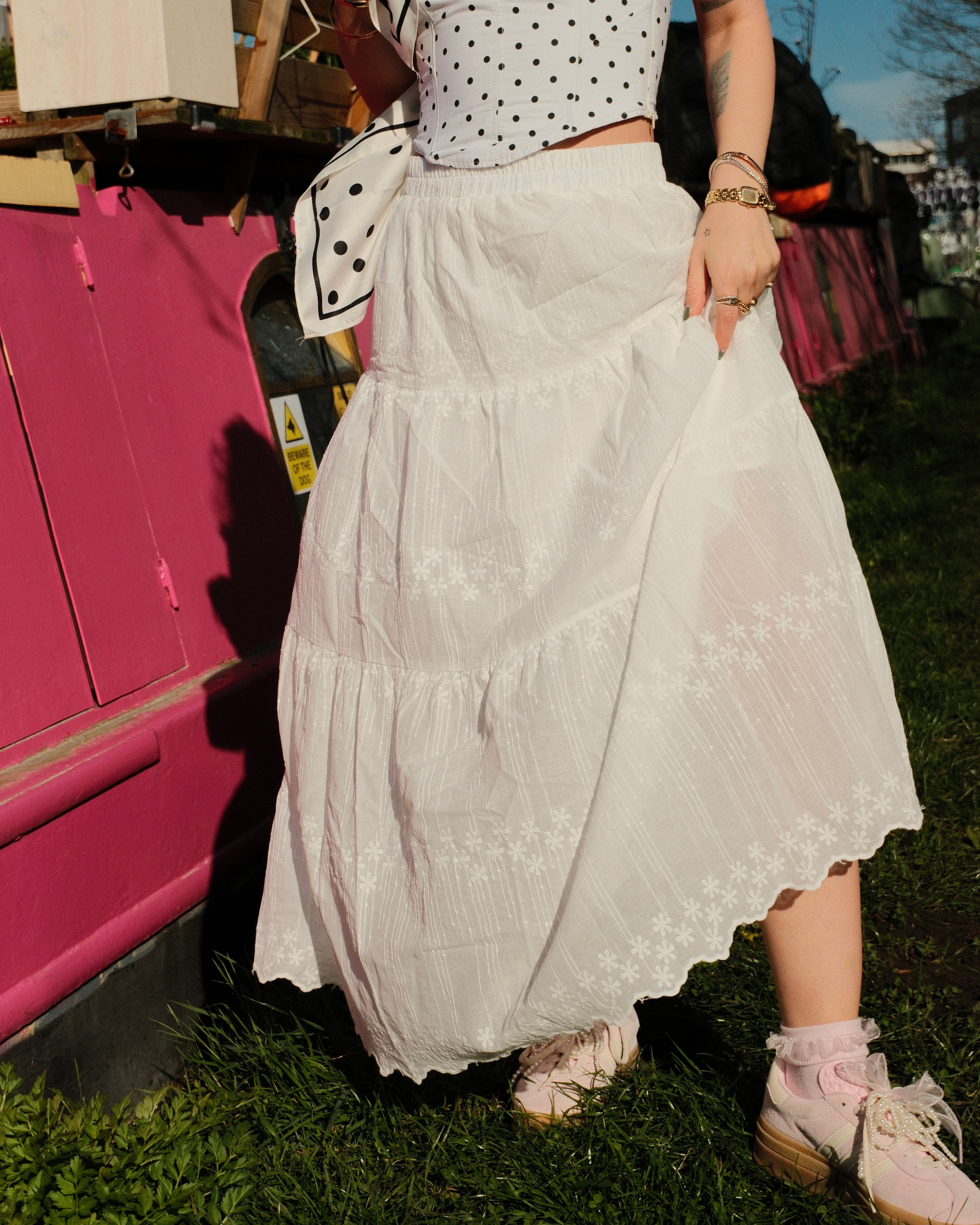 Ciara - Embroidered Tiered Maxi Skirt