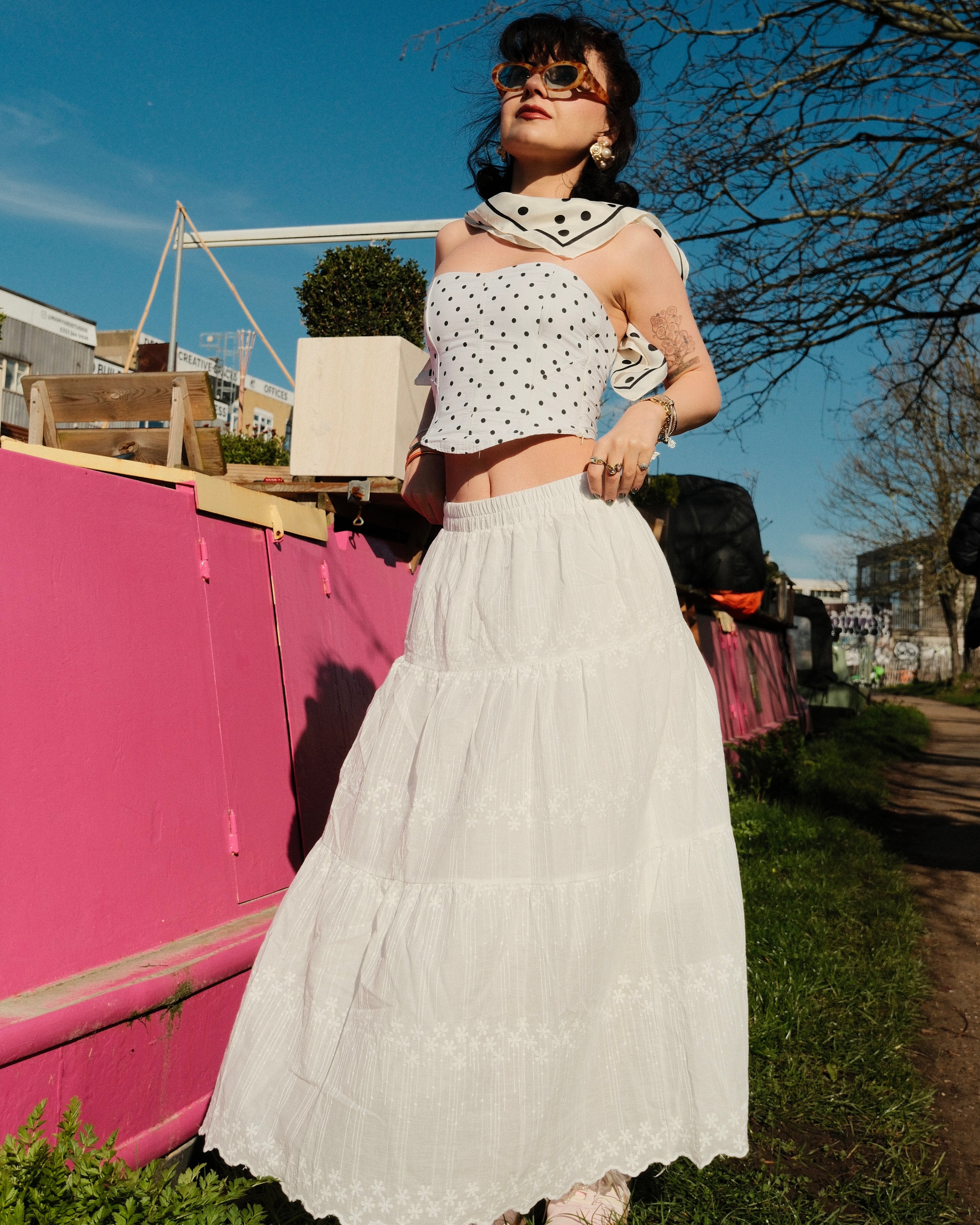 Ciara - Embroidered Tiered Maxi Skirt