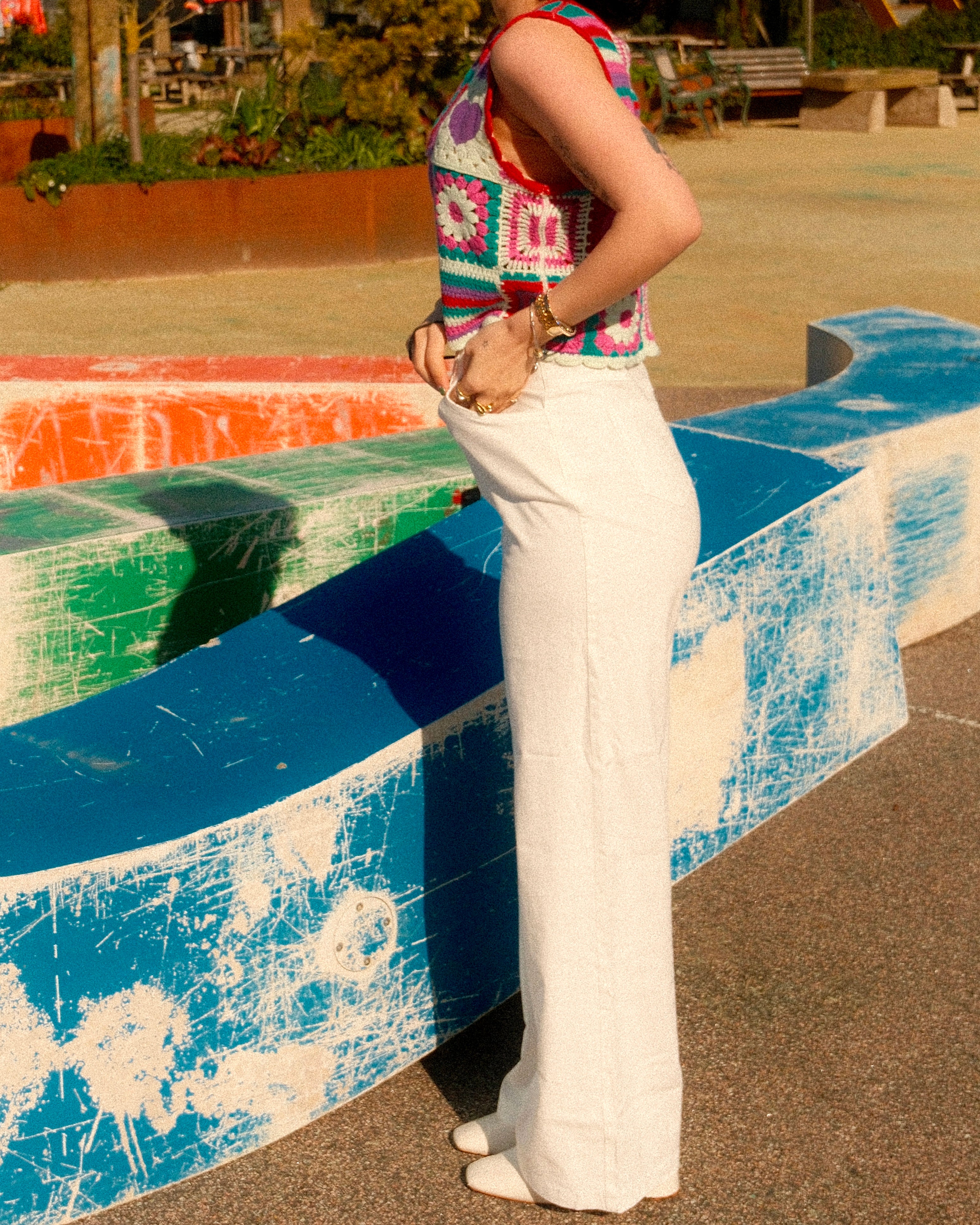 Cristina - Plain Wide Leg Jean Trousers