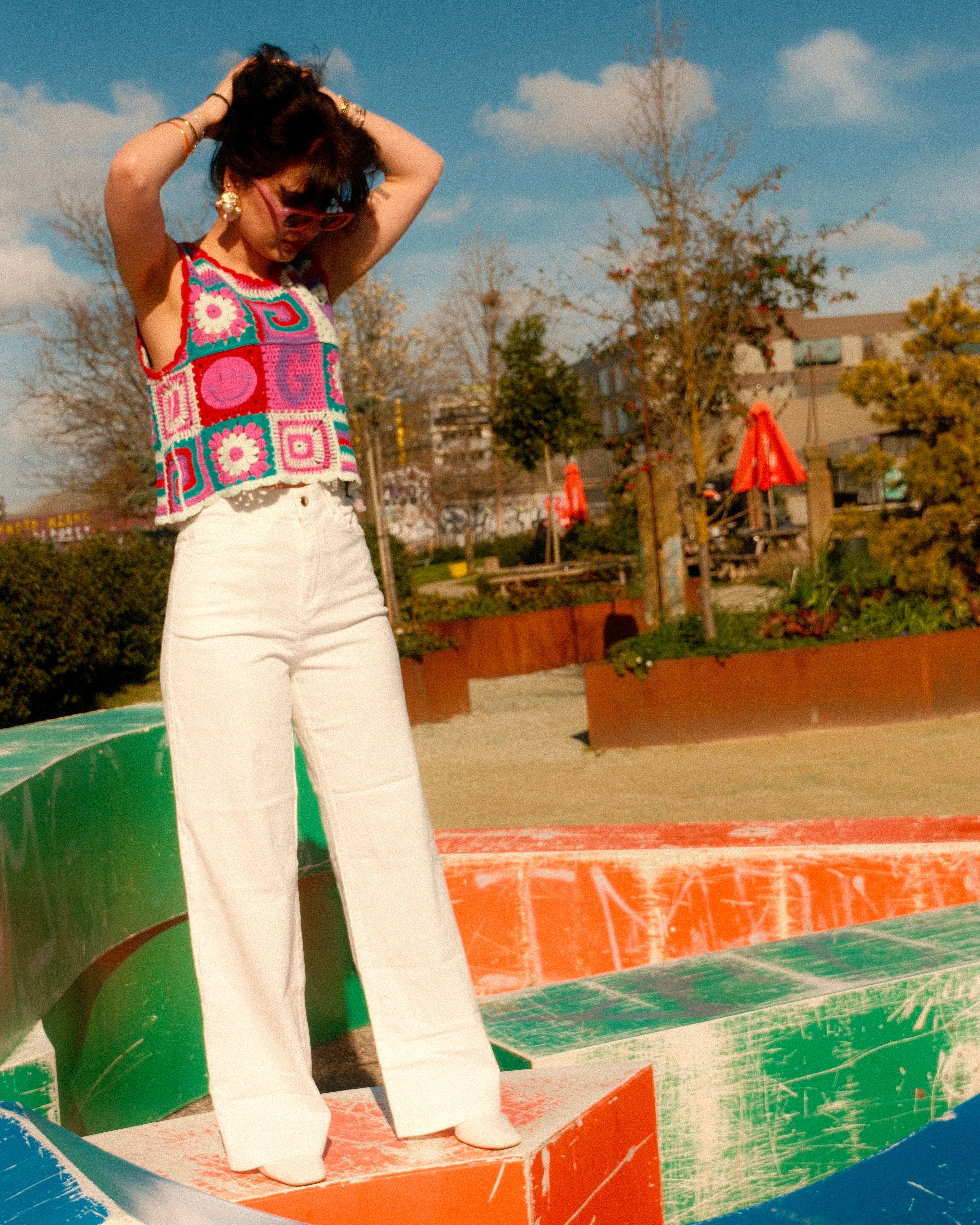 Cristina - Plain Wide Leg Jean Trousers