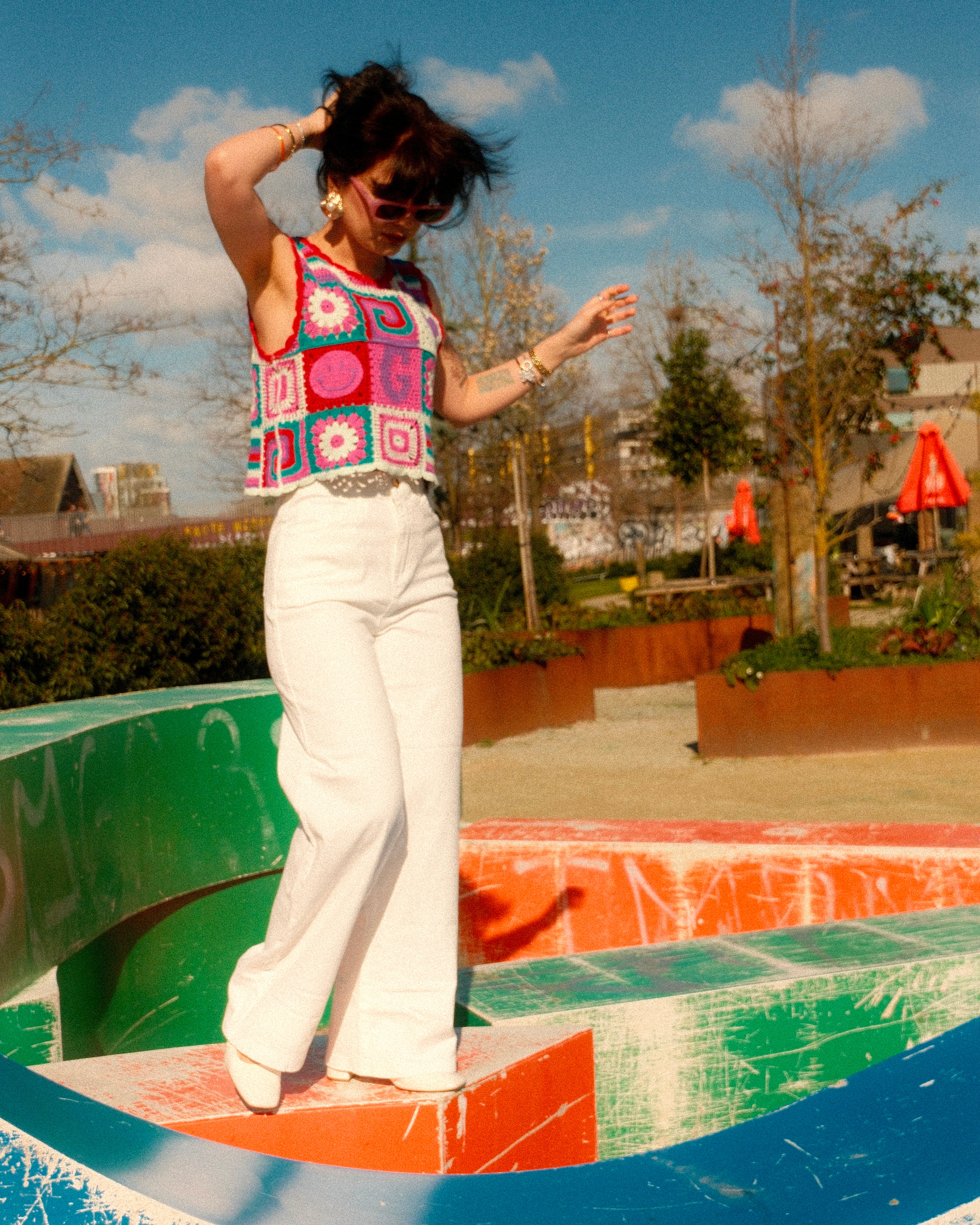 Cristina - Plain Wide Leg Jean Trousers