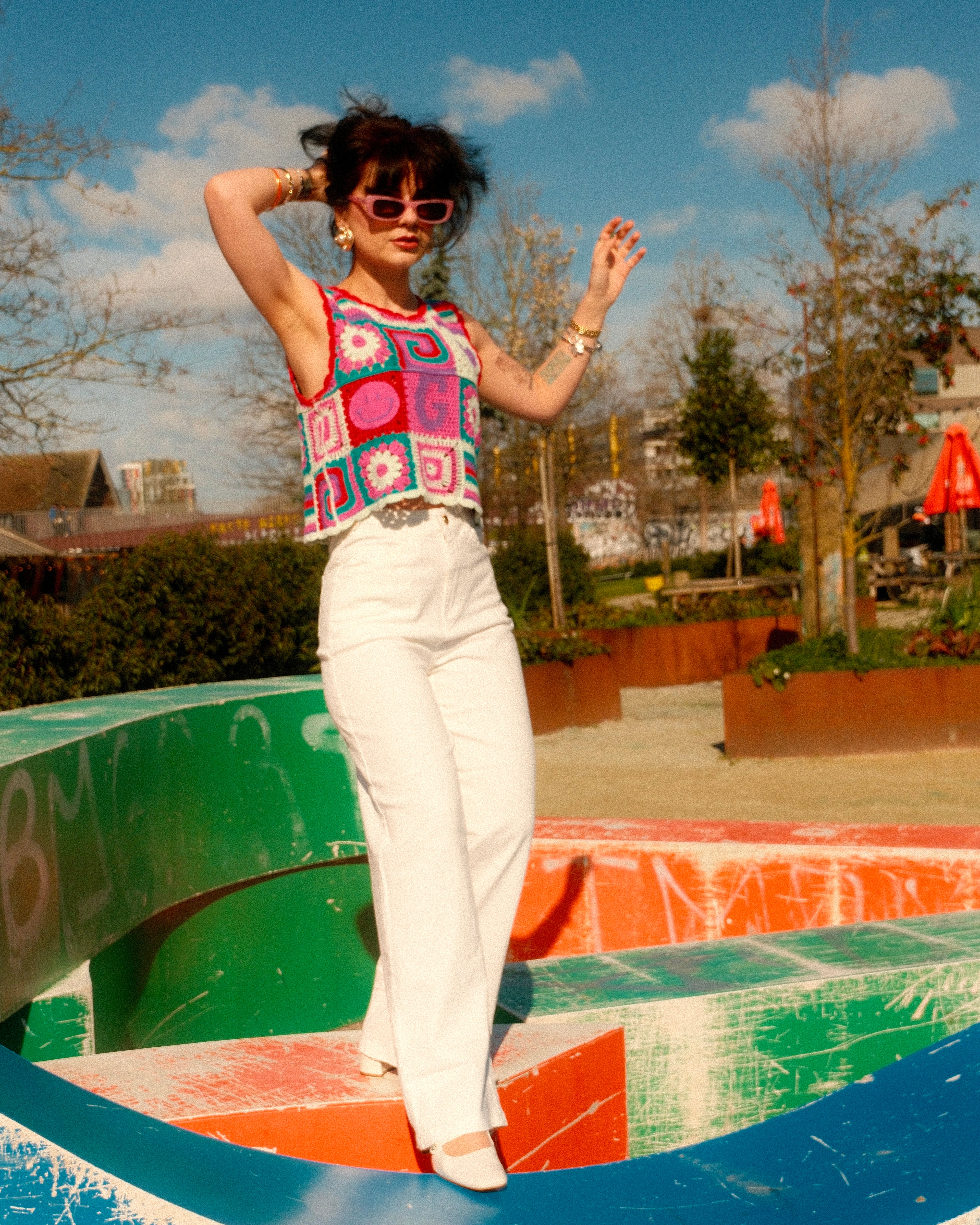 Cristina - Plain Wide Leg Jean Trousers