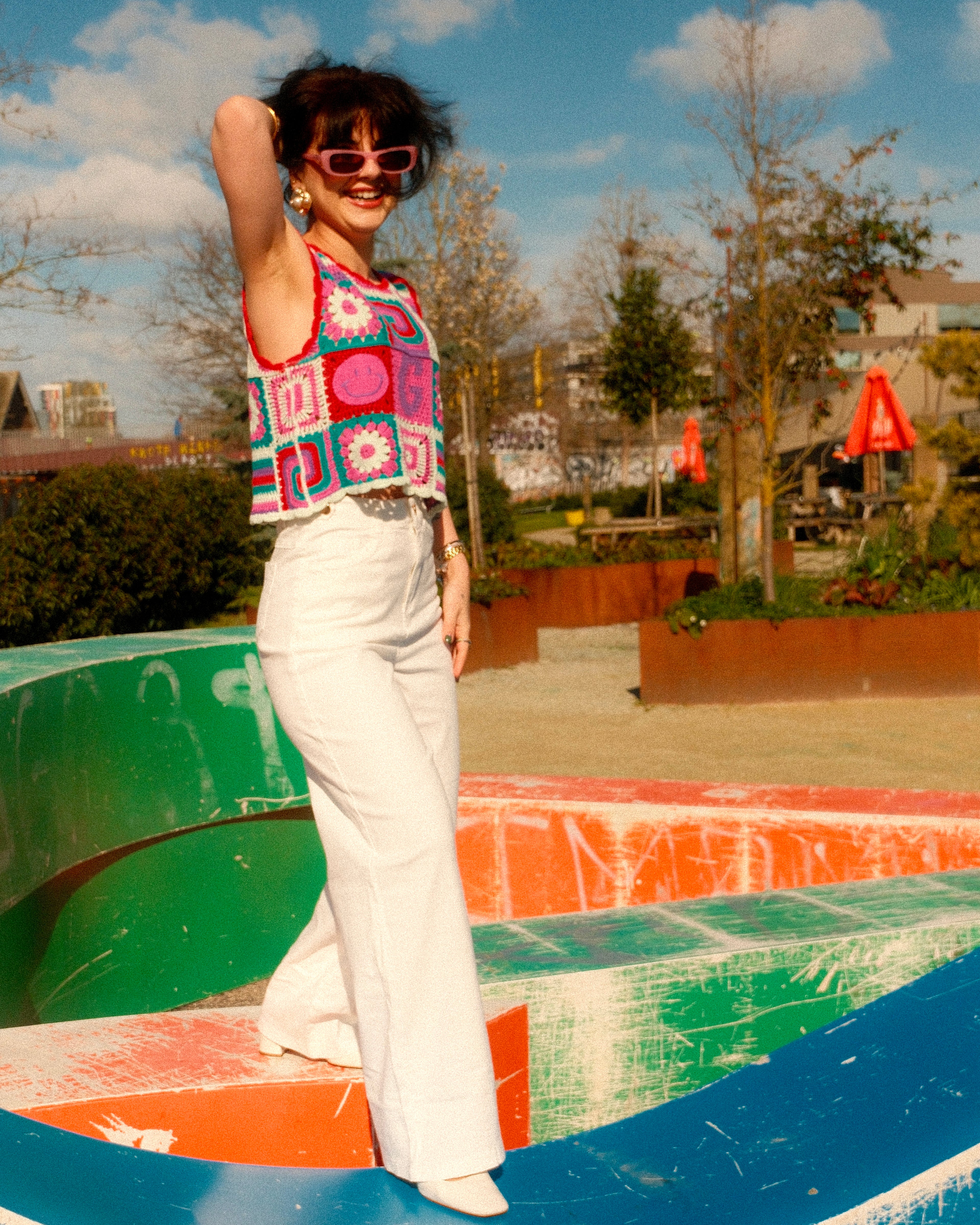 Cristina - Plain Wide Leg Jean Trousers