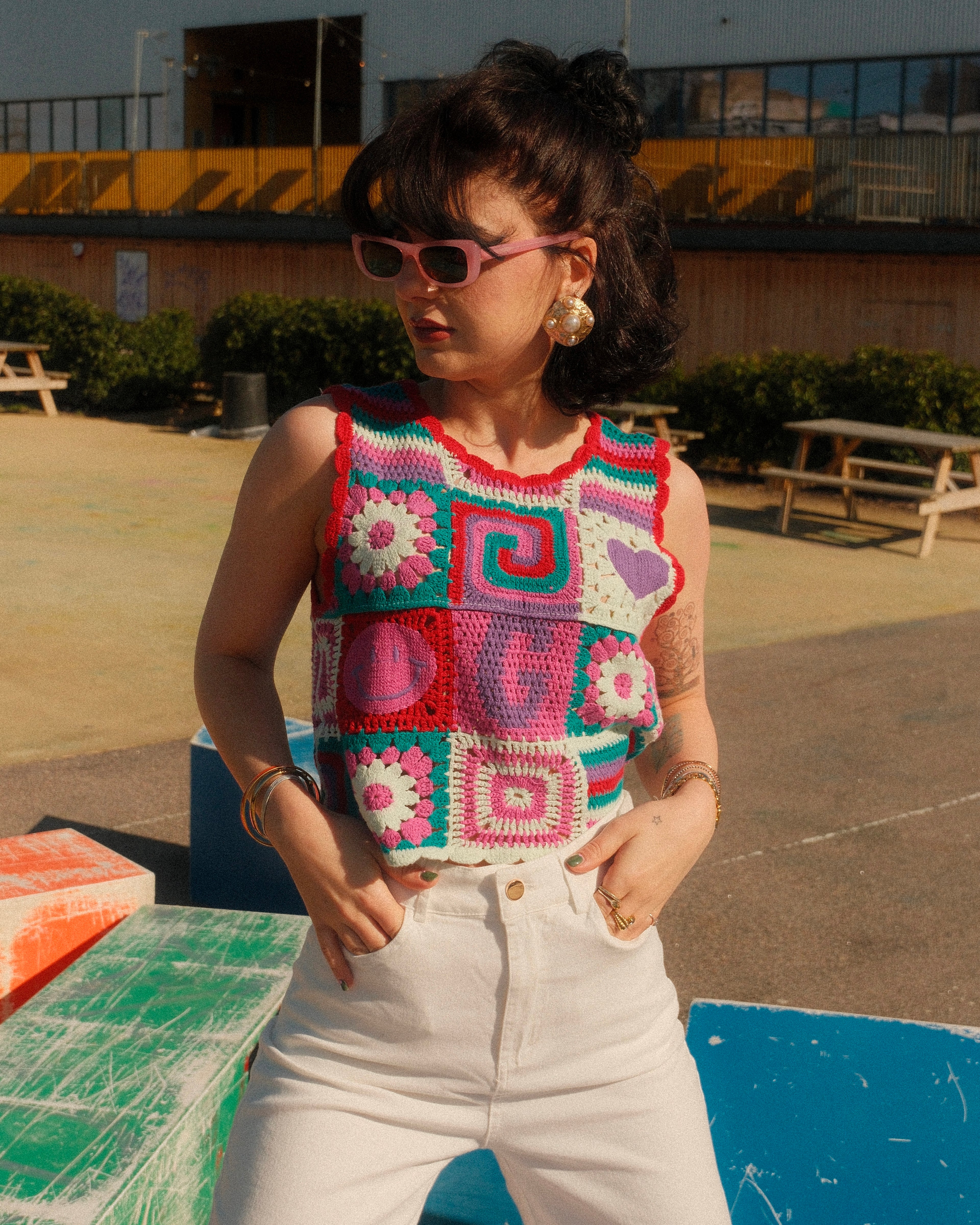 Aurora - Retro Patchwork Crochet Vest