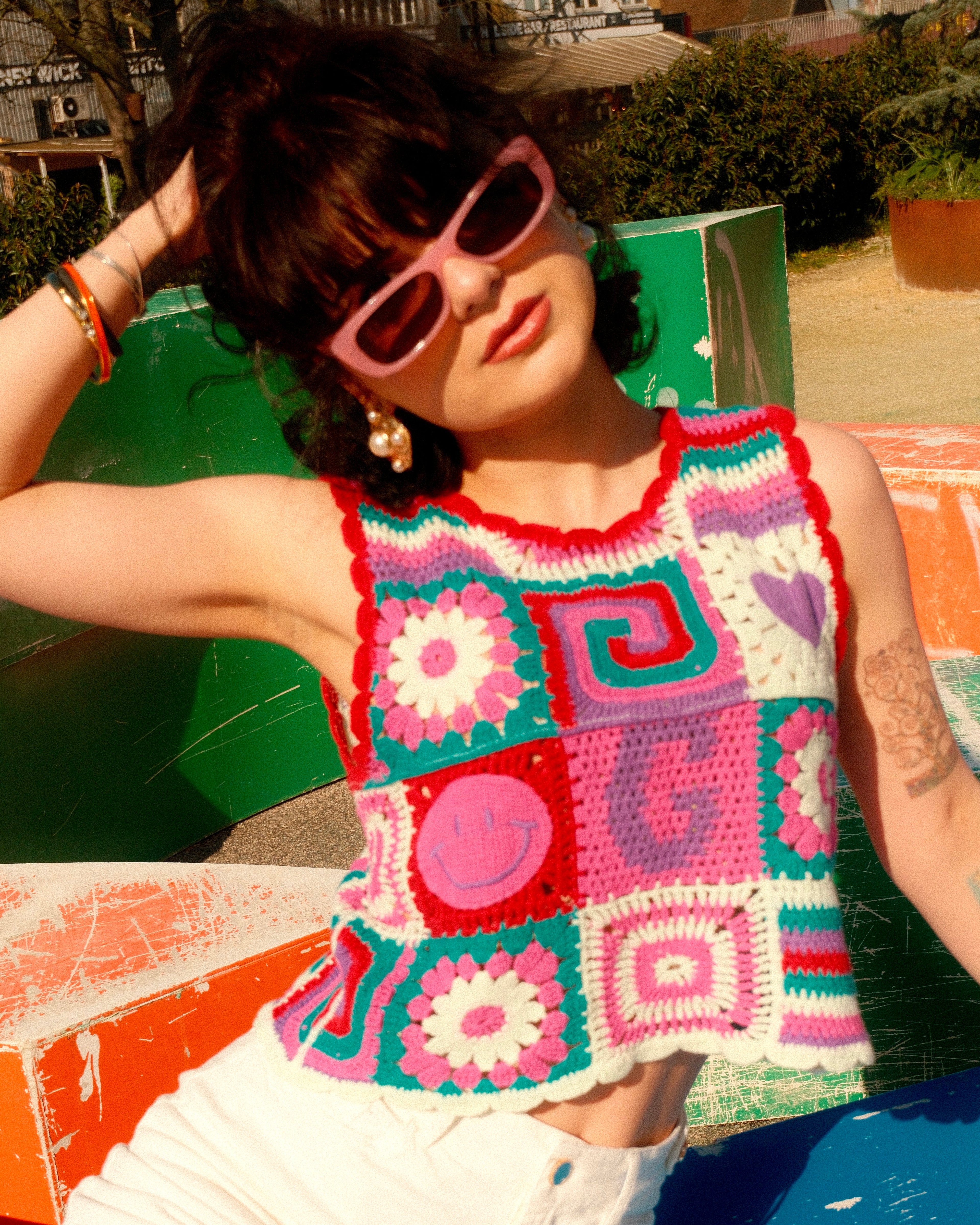 Aurora - Retro Patchwork Crochet Vest