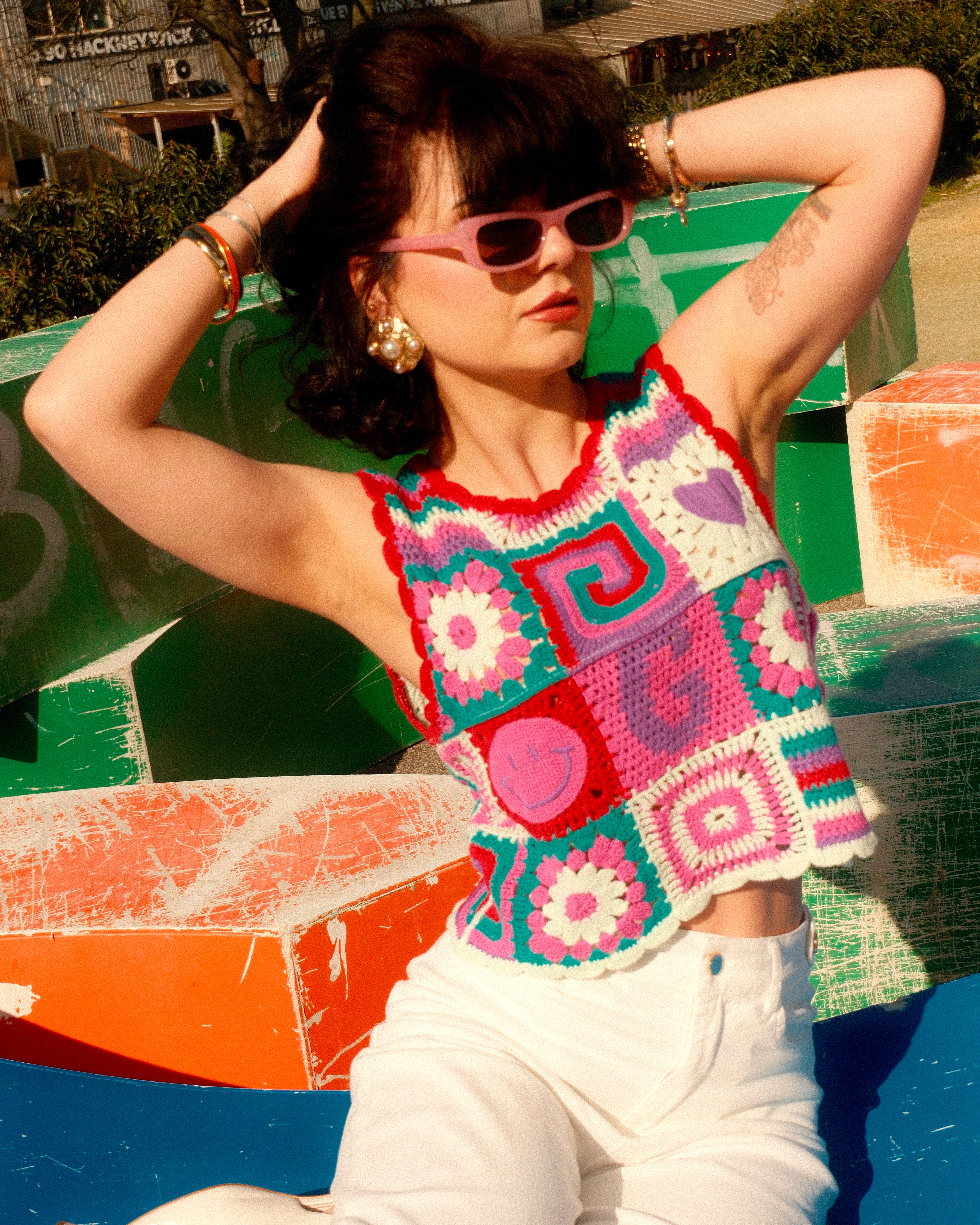 Aurora - Retro Patchwork Crochet Vest