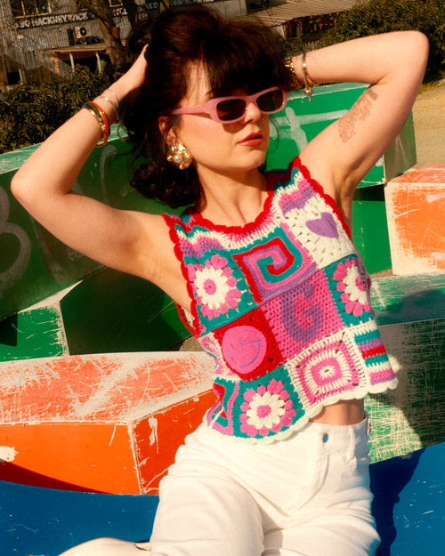 Aurora - Retro Patchwork Crochet Vest