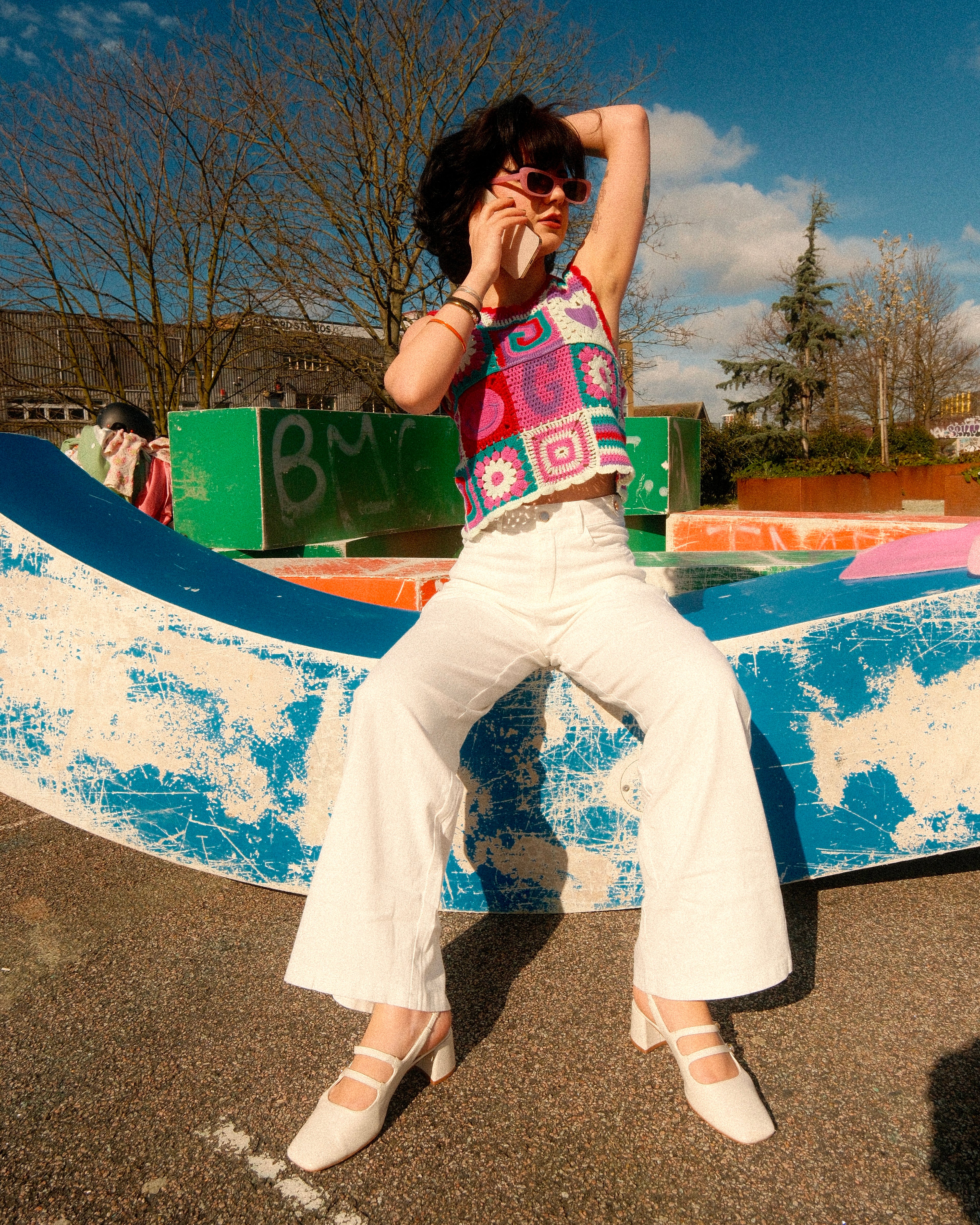 Cristina - Plain Wide Leg Jean Trousers