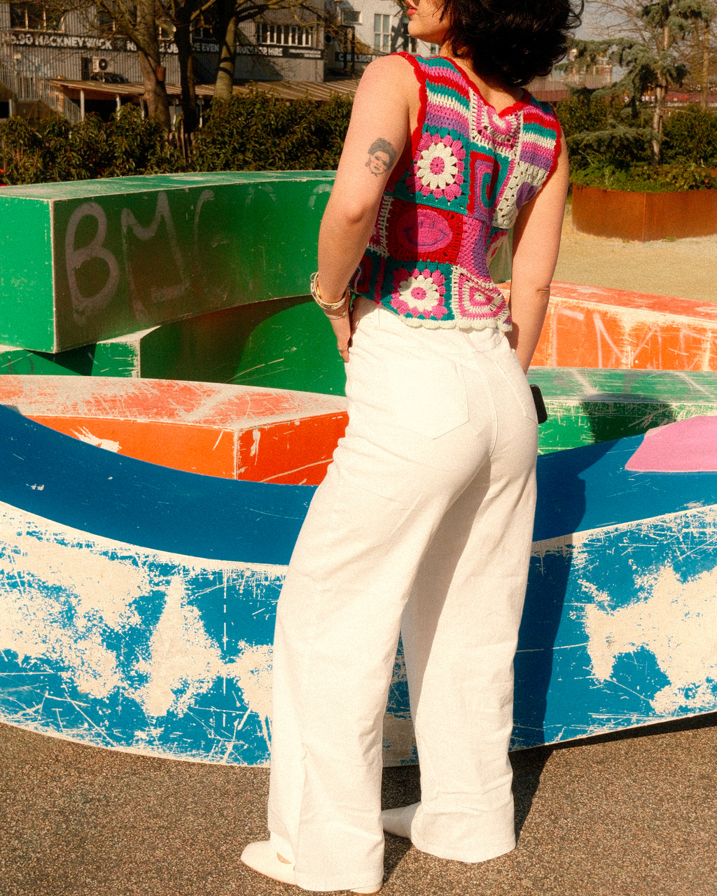 Cristina - Plain Wide Leg Jean Trousers