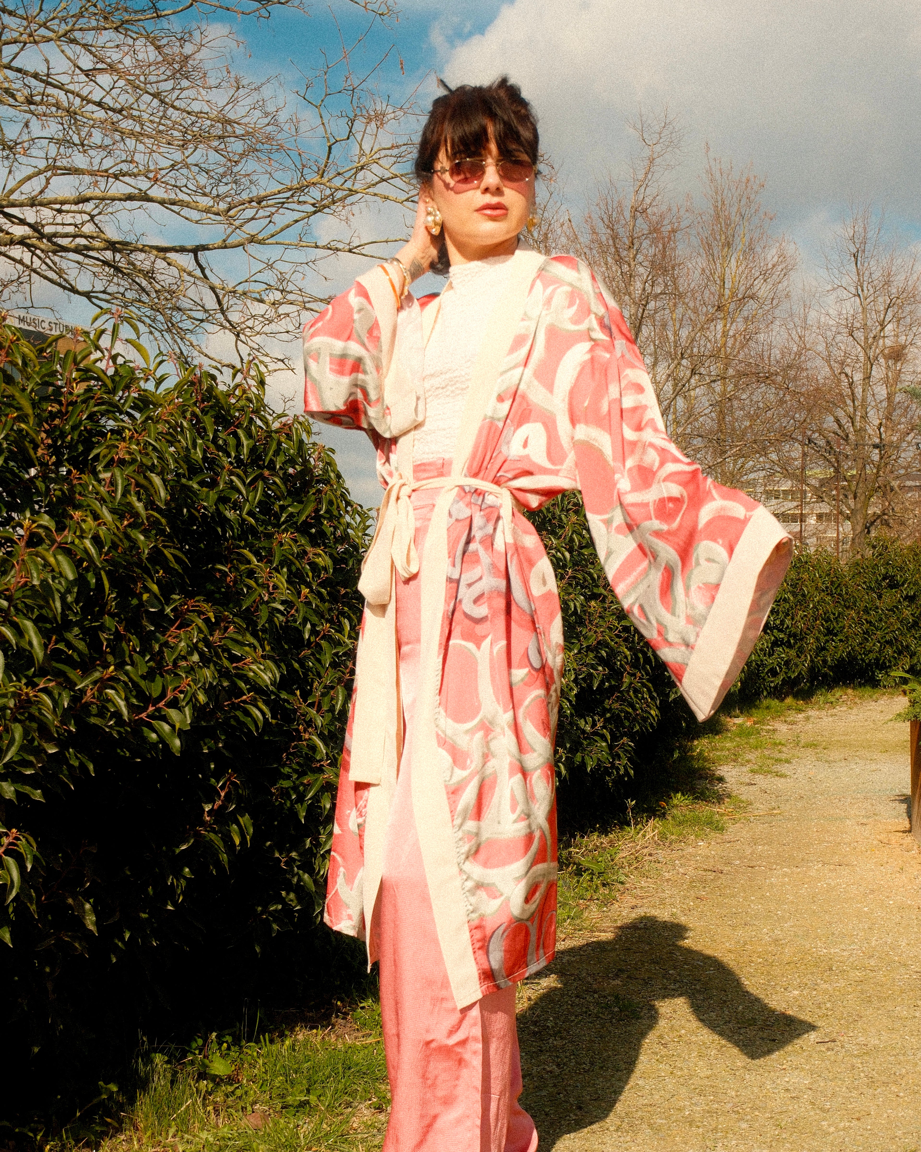 Eleonora - Handmade Cotton Satin Abstract Print Kimono