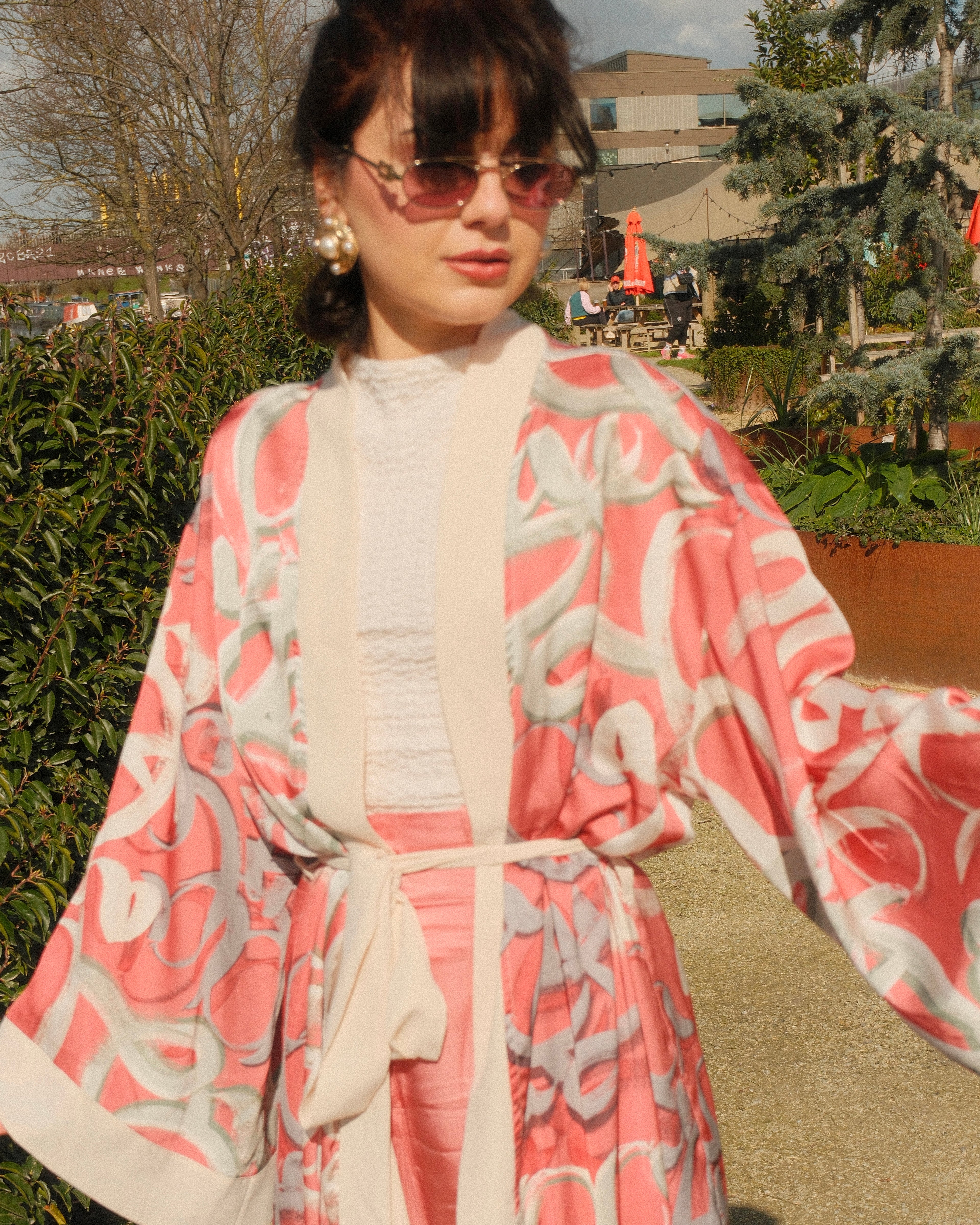 Eleonora - Handmade Cotton Satin Abstract Print Kimono