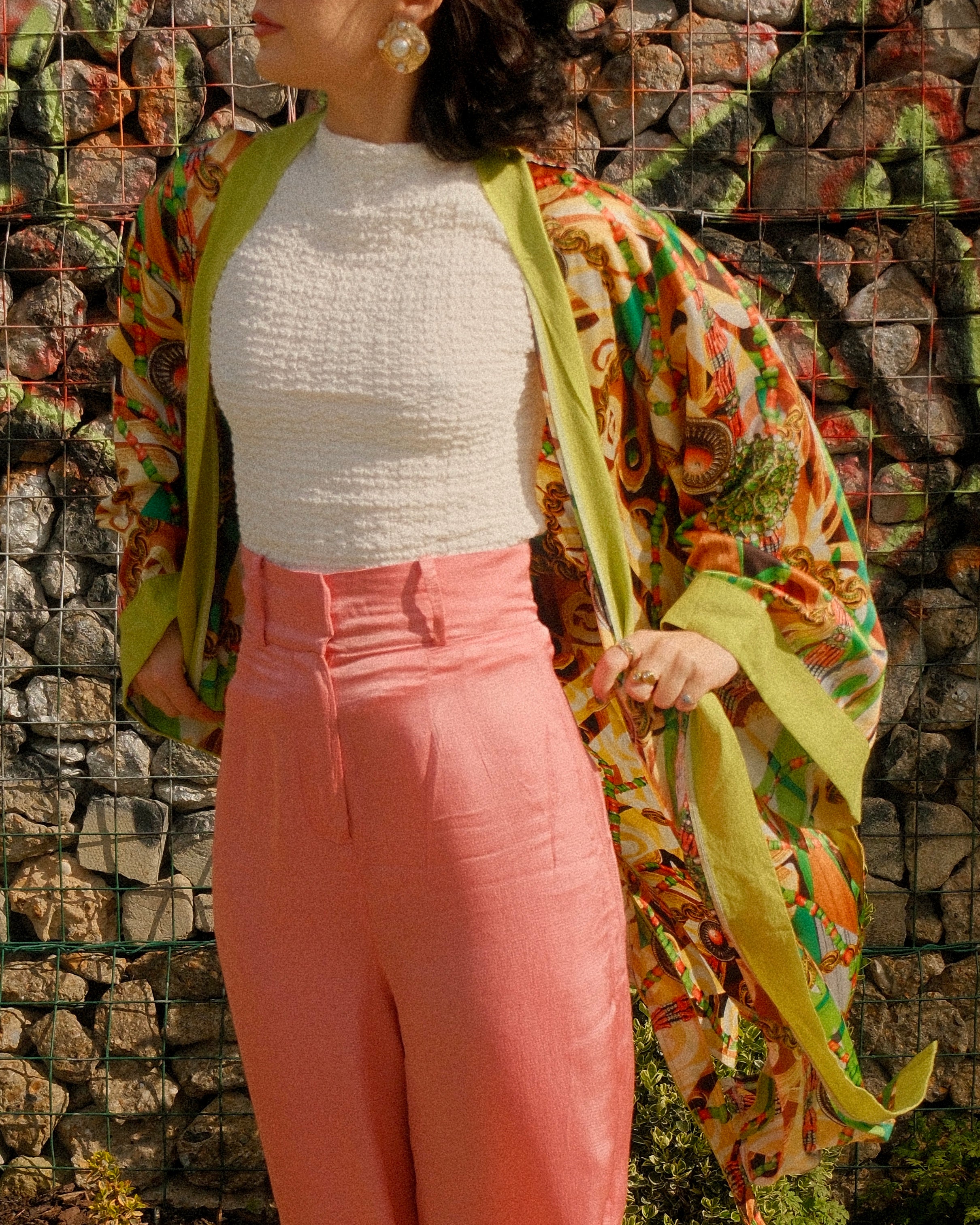 Lilliana - Handmade Baroque-inspired Chain Motif Satin Kimono