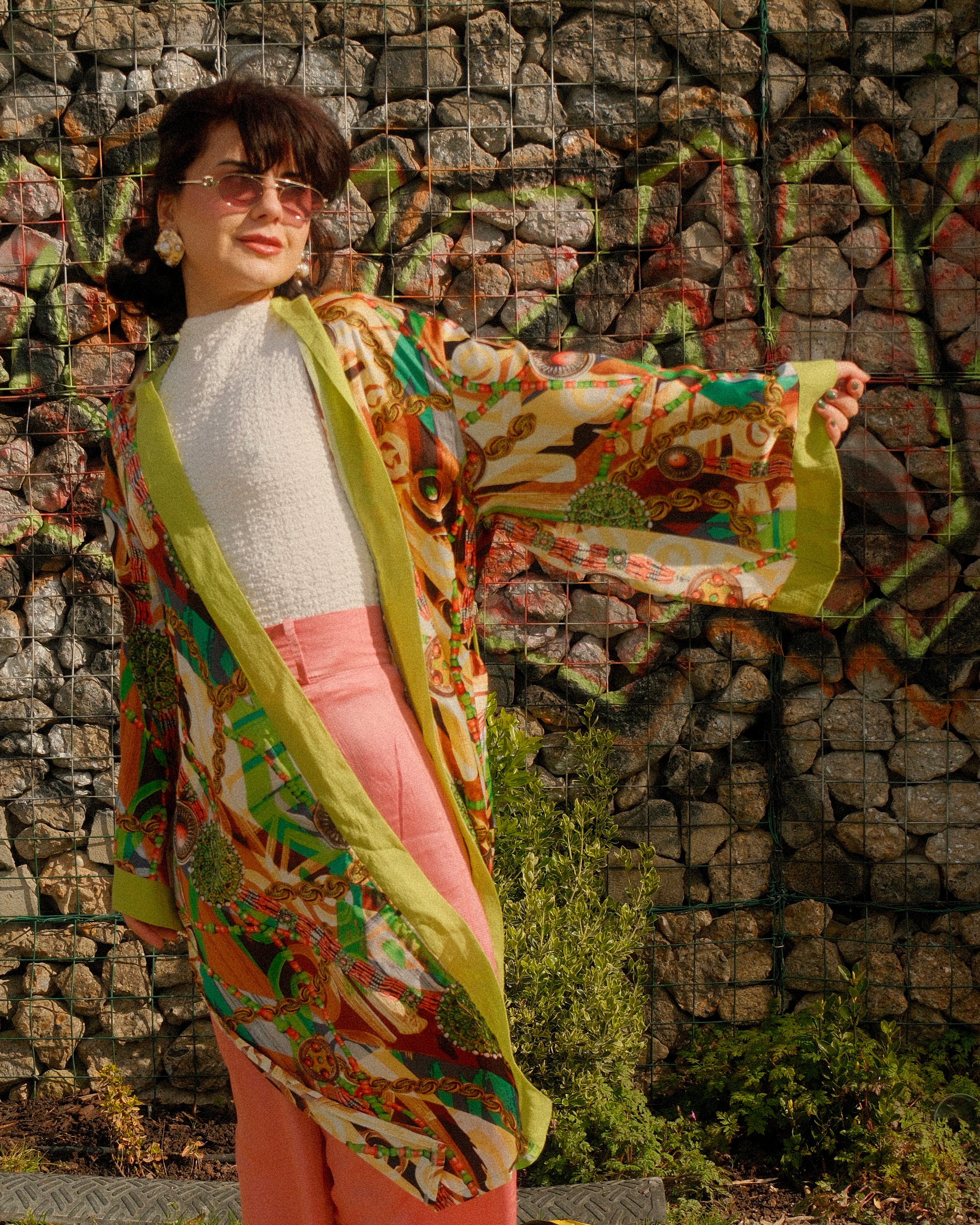 Lilliana - Handmade Baroque-inspired Chain Motif Satin Kimono