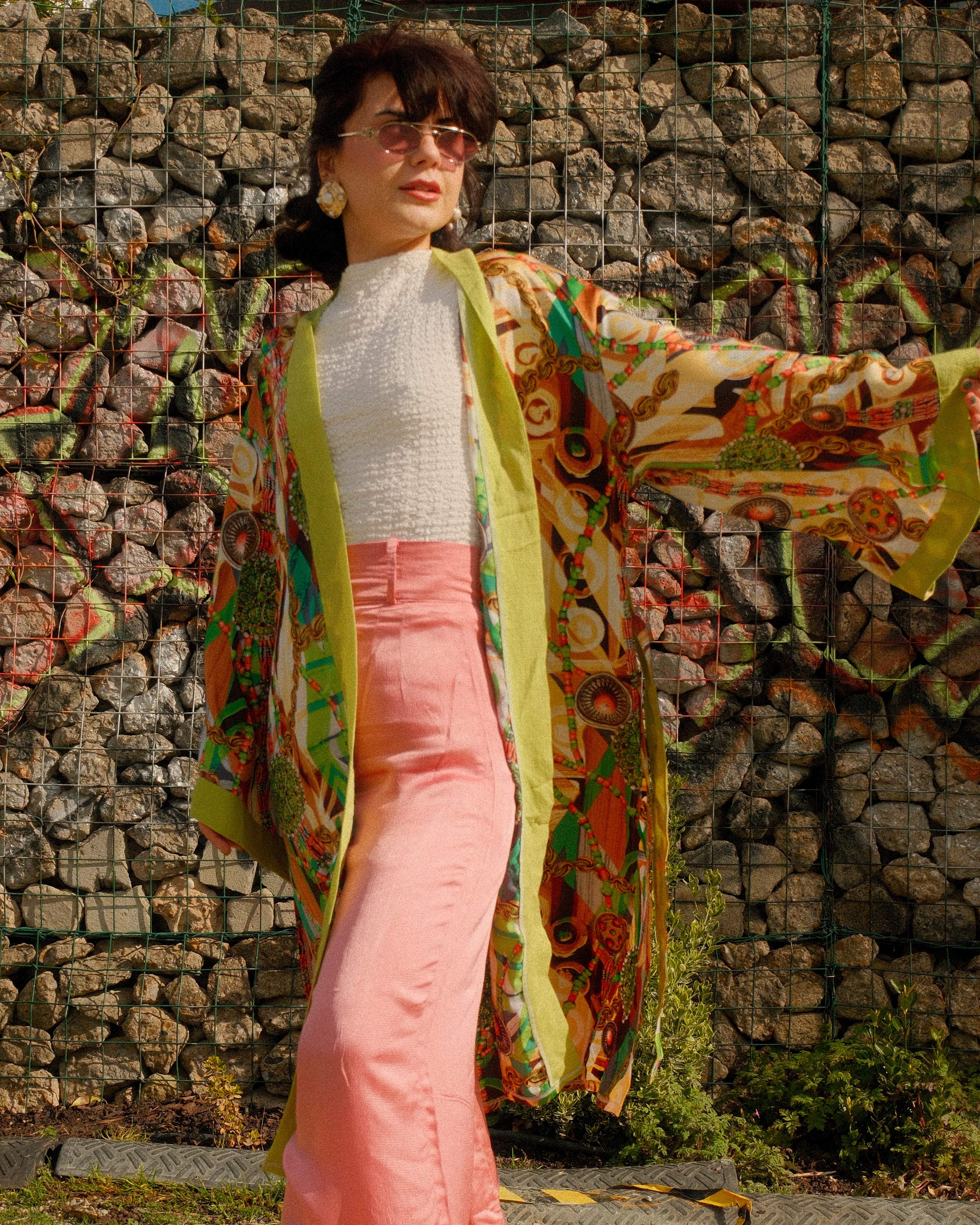 Lilliana - Handmade Baroque-inspired Chain Motif Satin Kimono