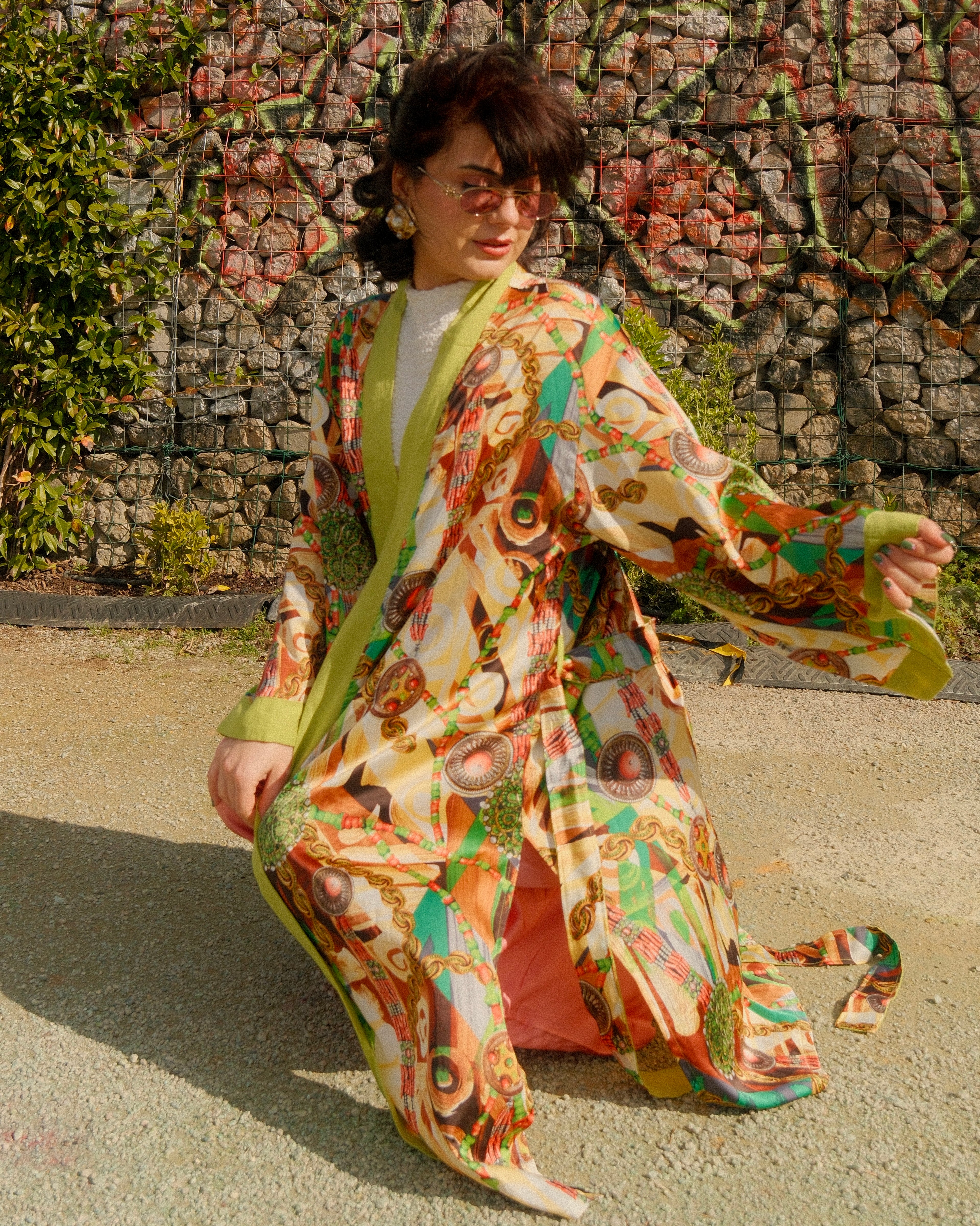 Lilliana - Handmade Baroque-inspired Chain Motif Satin Kimono