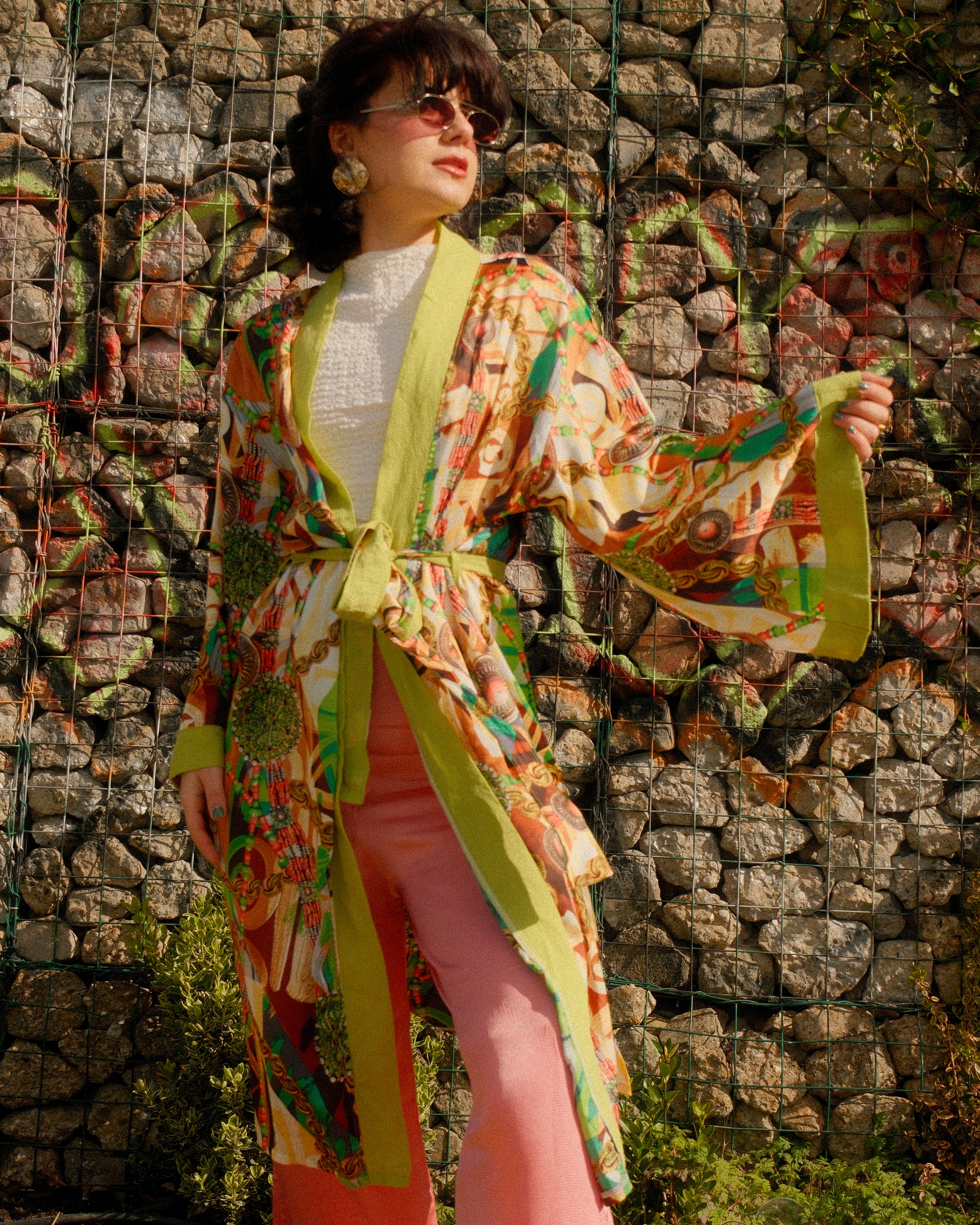 Lilliana - Handmade Baroque-inspired Chain Motif Satin Kimono