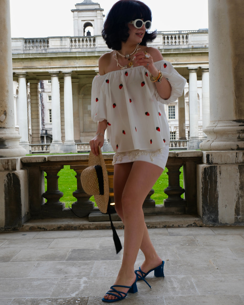 Fragola - Strawberry Embroidery Off the Shoulder Top