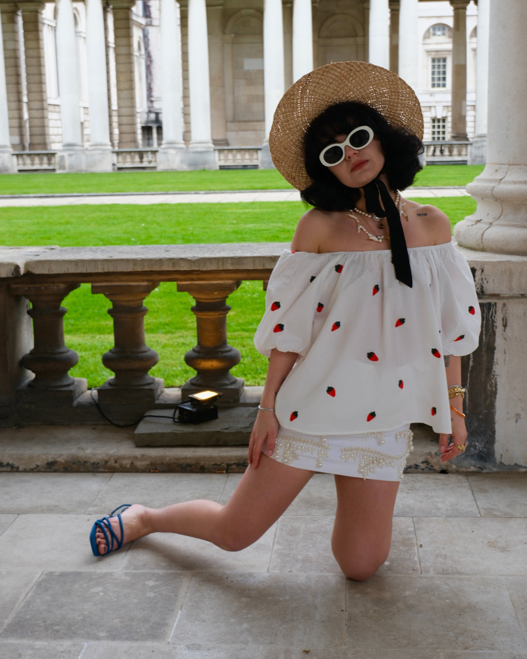 Fragola - Strawberry Embroidery Off the Shoulder Top