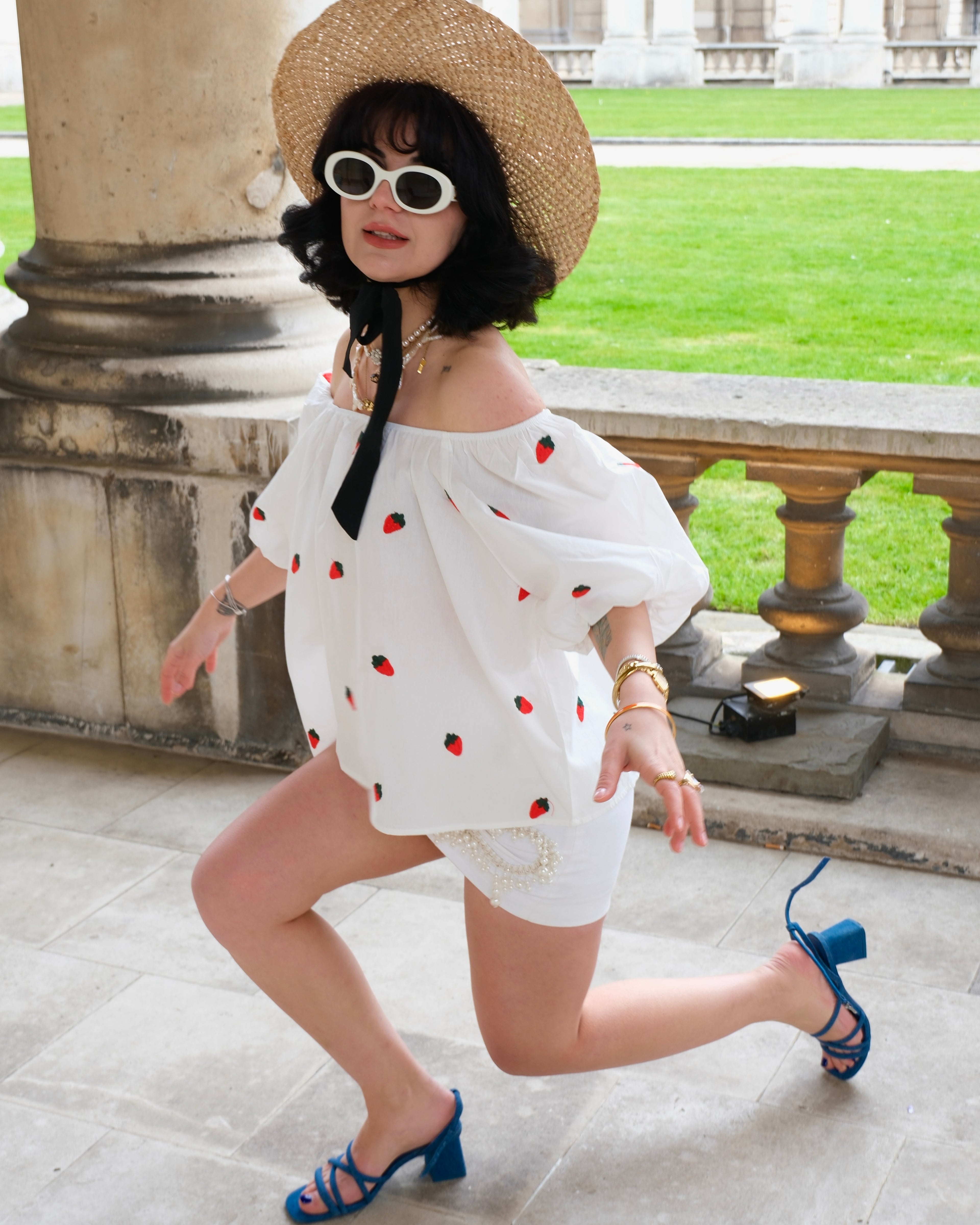 Fragola - Strawberry Embroidery Off the Shoulder Top