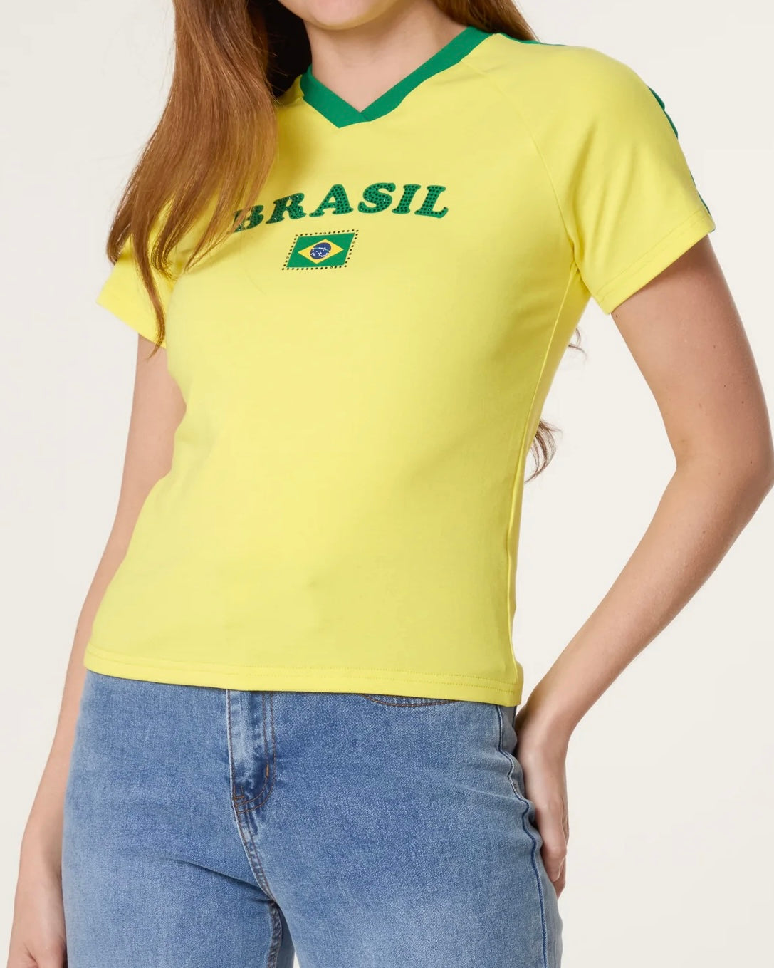 Brazil Jersey  T-shirt with Diamante Details