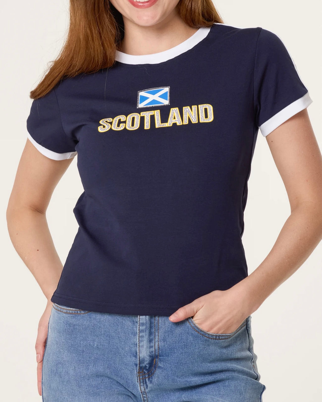 Scotland Jersey T-shirt with Diamante Details