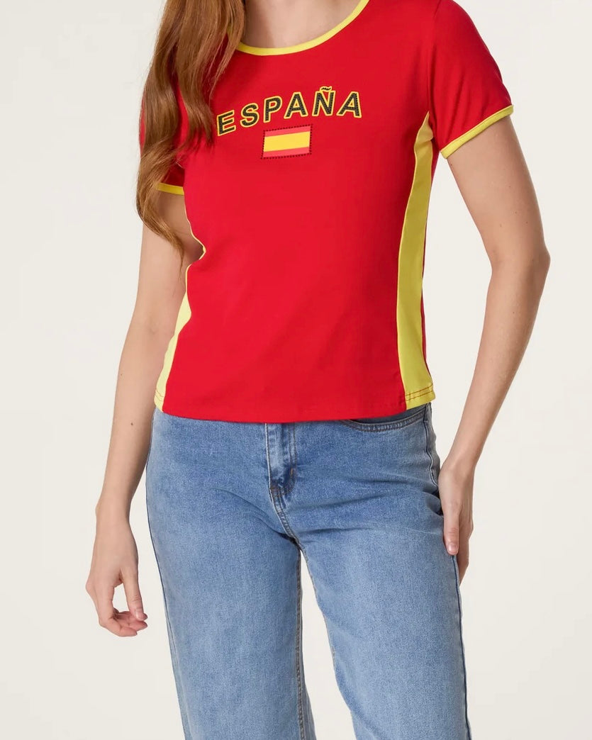 Espana Jersey  T-shirt with Diamante Details
